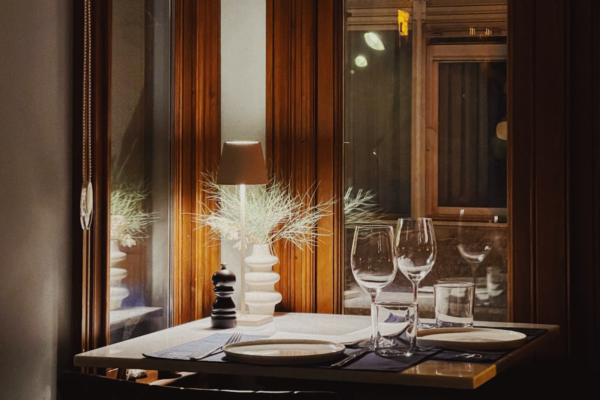 Elegant table setting at Merchant of Venice Italian restaurant in Leicester, ready for reservations