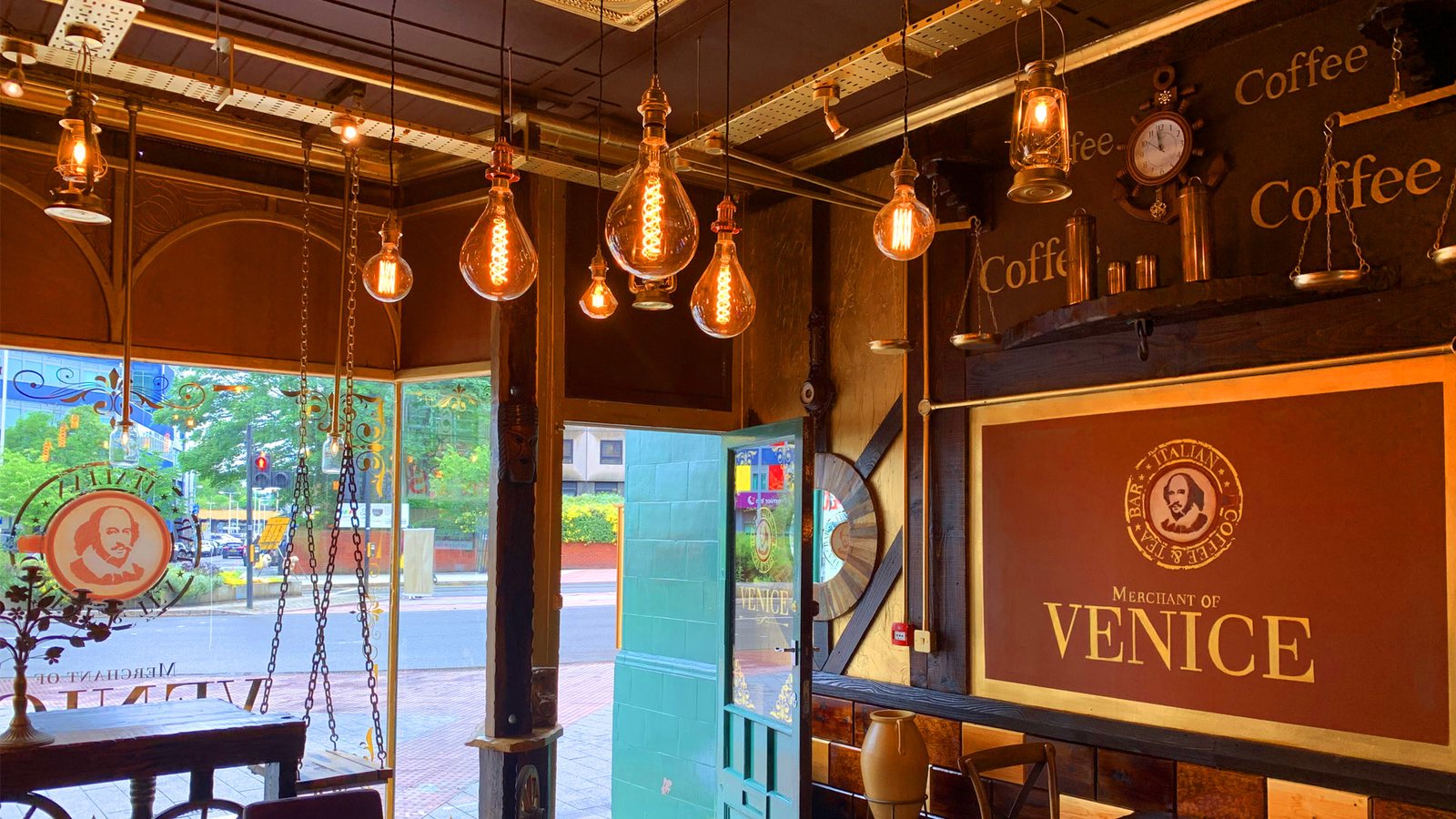Warm interior of Merchant of Venice, an Italian restaurant in Leicester city centre