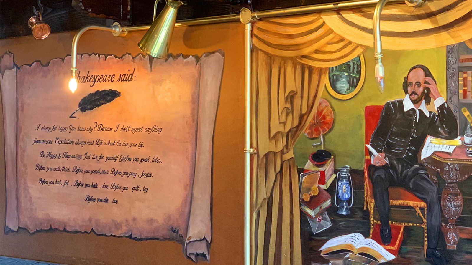 Shakespeare-themed artwork at Merchant of Venice